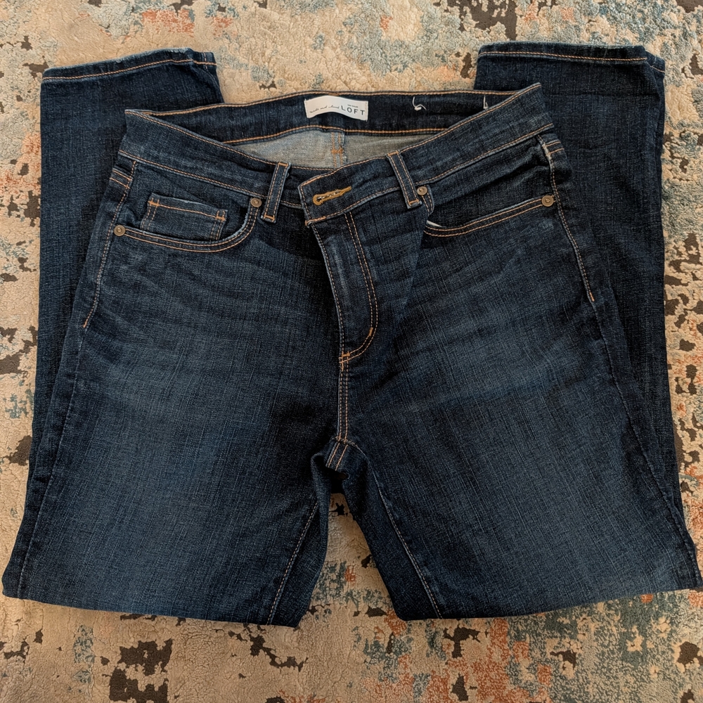 LOFT Dark Indigo Cropped Ankle Jeans